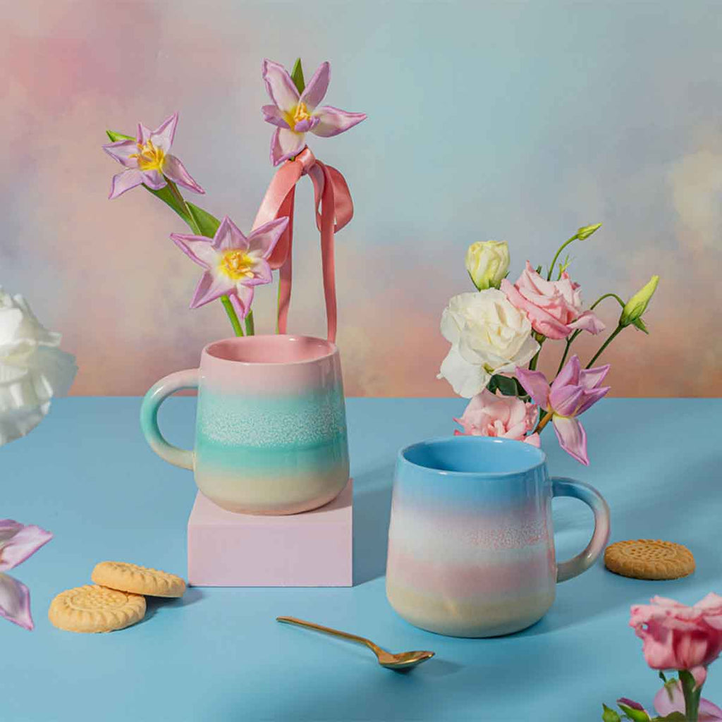 Dip Glazed Pink And Green Mug - Angela Reed -