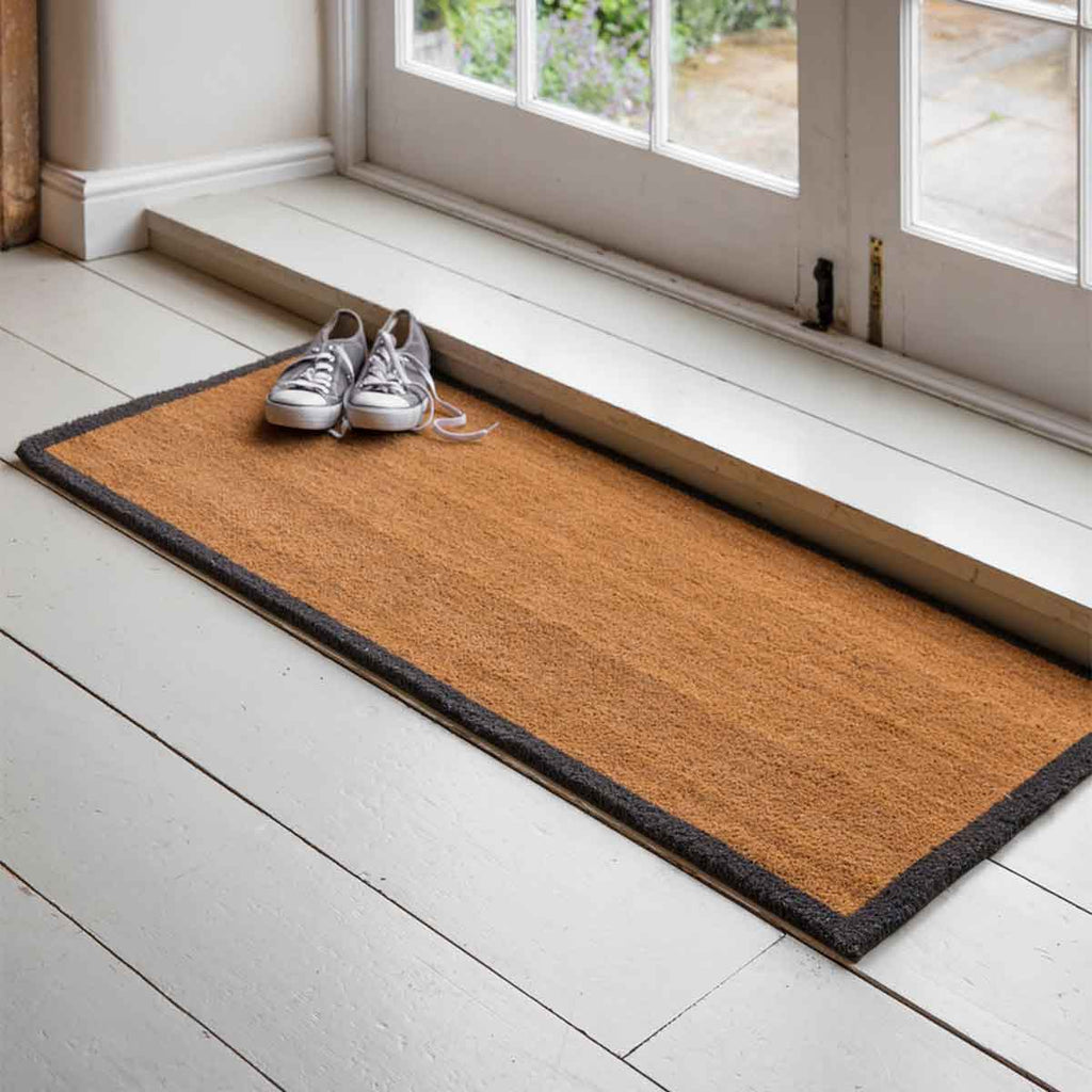 Double Coir Doormat with Charcoal Border