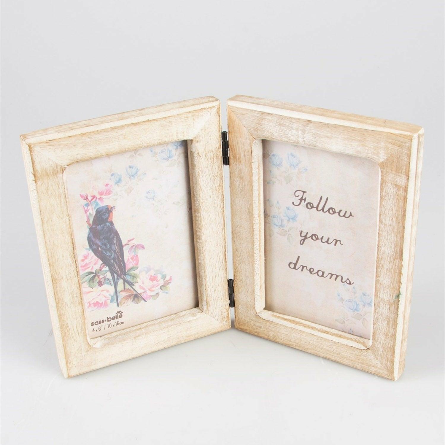 Double White Wood Photo Frame