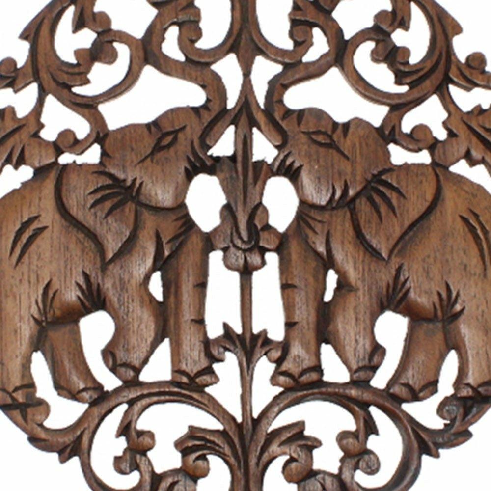 Elephant Round Wooden Panel