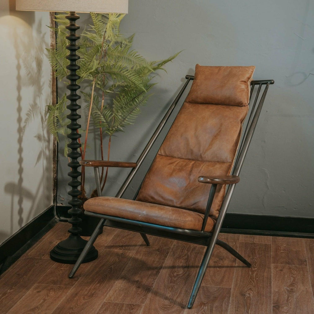 Ely Studio Chair, Tan Leather