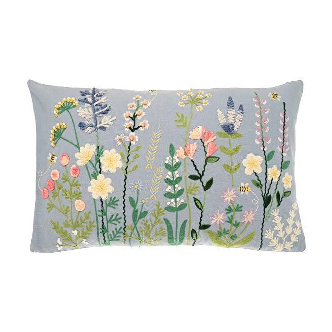 Embroidered Meadow Cushion - Angela Reed -