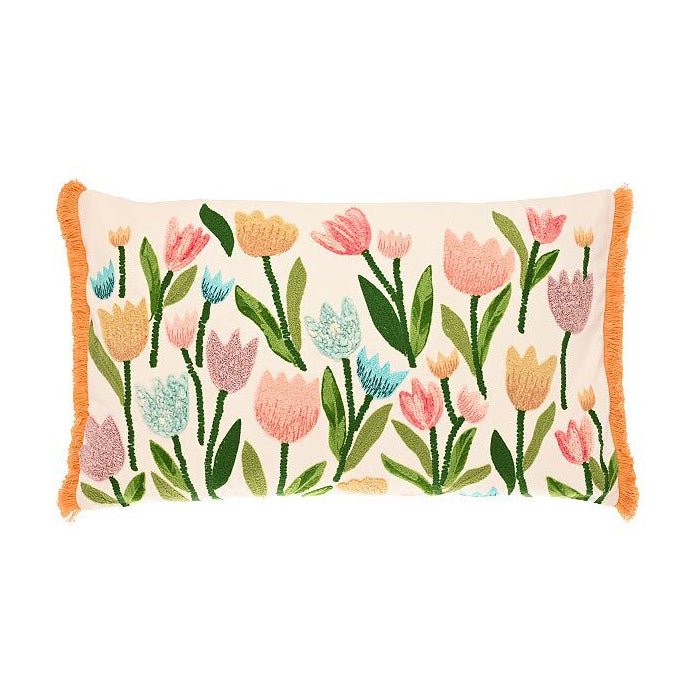Embroidered Tulip Cushion - Angela Reed -