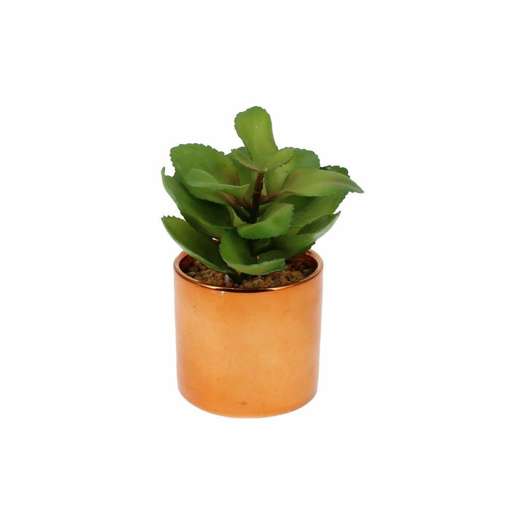 Faux Succulents in Copper Pots