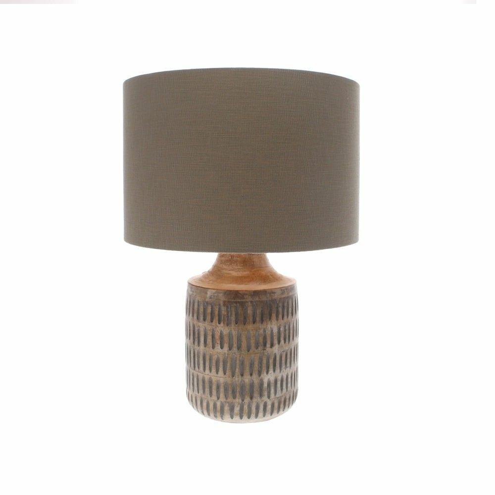 Galle Grey Wash Wood Textured Table Lamp