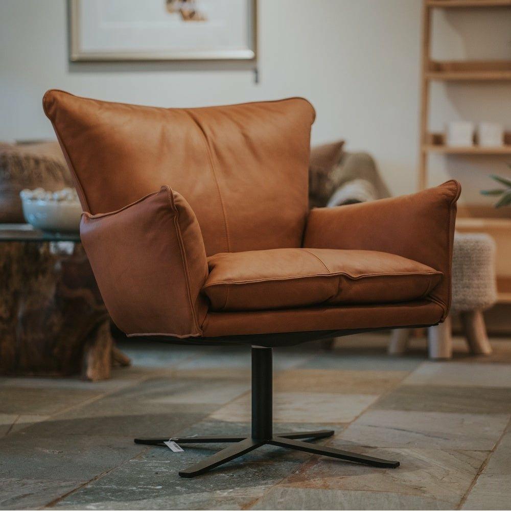 Gaucho Swivel Chair in Rancho Cognac Leather