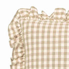 Gingham Linen Ruffle Cushion, Natural