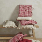 Gingham Linen Ruffle Cushion, Natural