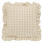 Gingham Linen Ruffle Cushion, Natural