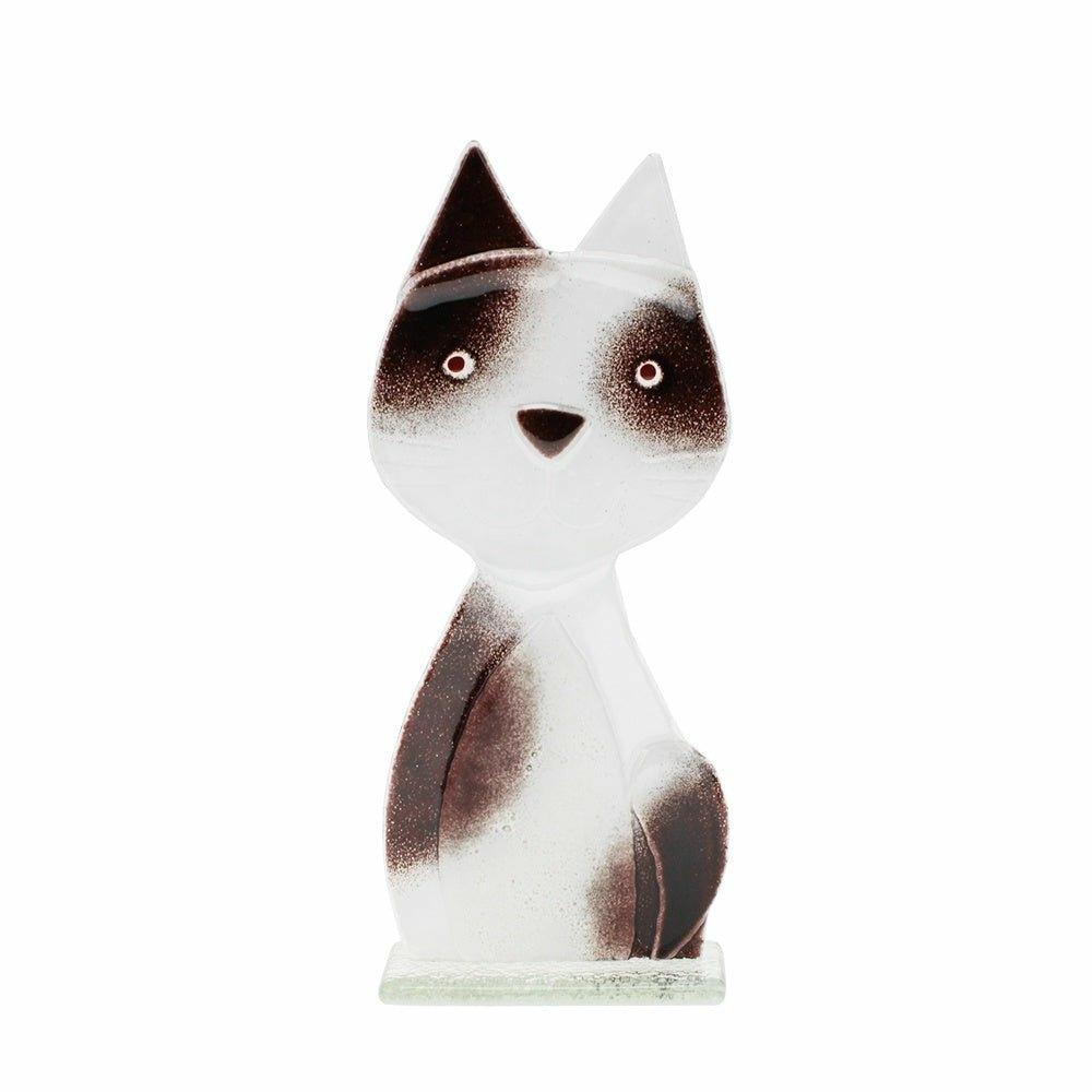 Glass Black and White Cat, Large