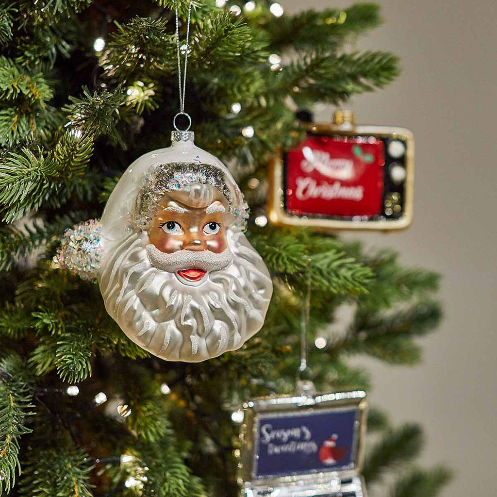 Glass Santa Head Bauble - Angela Reed - Christmas Decorations