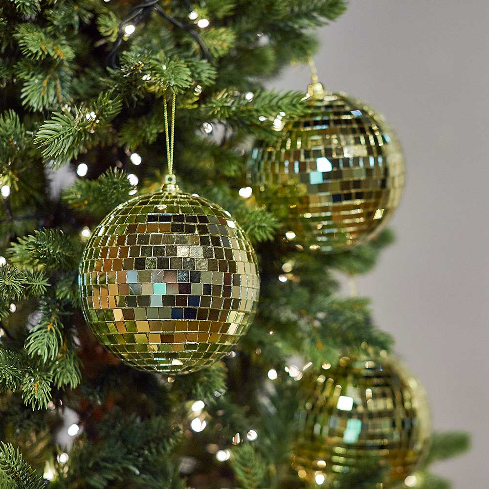 Gold Disco Glitter Ball Bauble