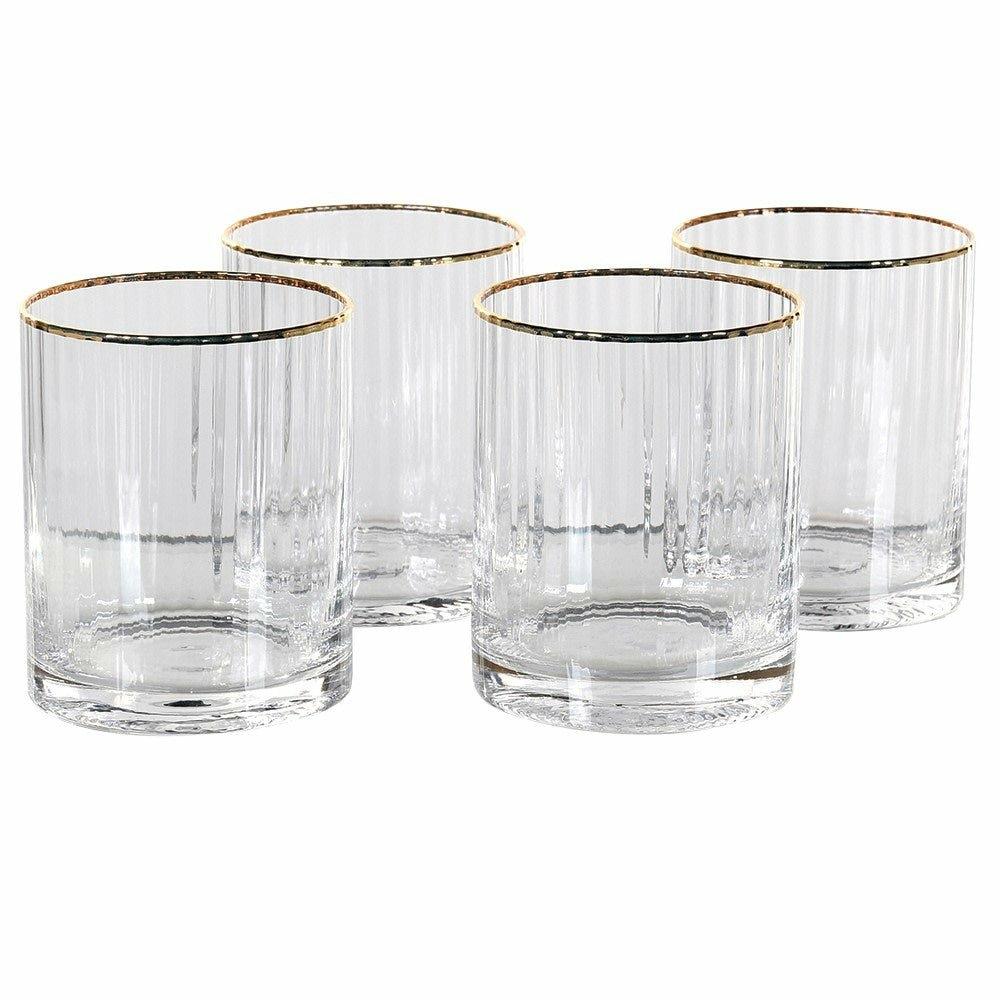 Gold Ribbed Tumblers, Set of Four