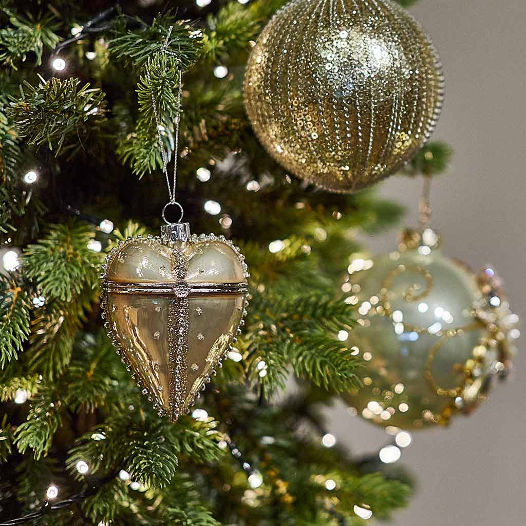 Gold Sequin Bead Bauble - Angela Reed - Christmas Decorations