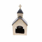 Grey Ceramic Church Tealight Holder