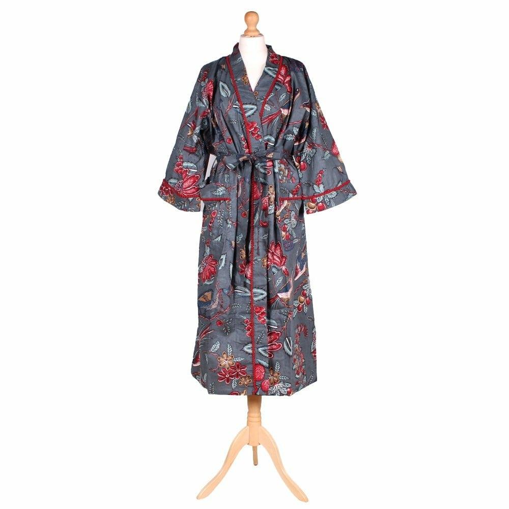 Grey Fruit Bird Dressing Gown