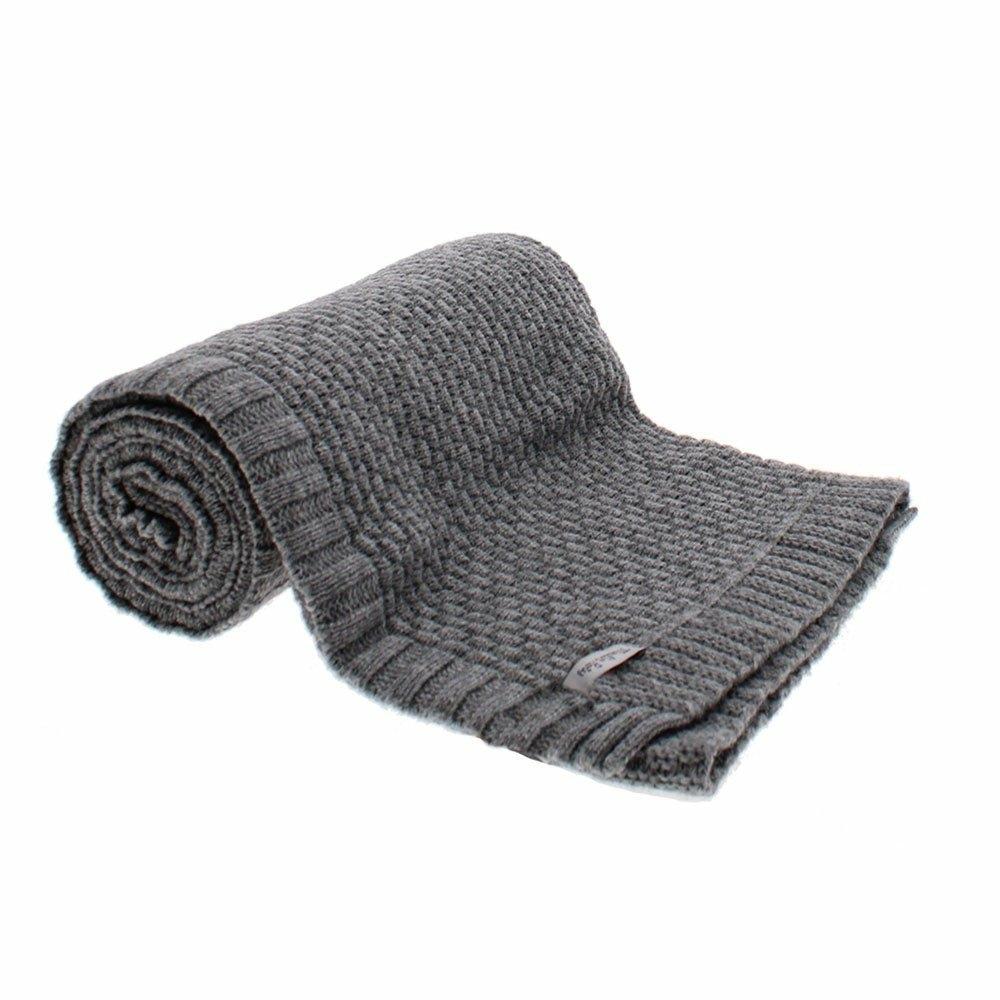 Grey Les Moustaches Wool Blend Baby Blanket