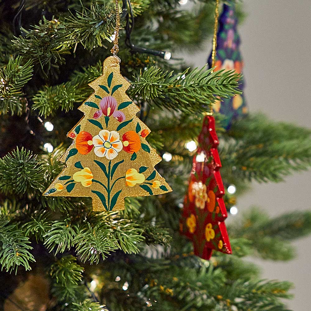 Hand-painted Kashmiri Christmas Tree Decoration