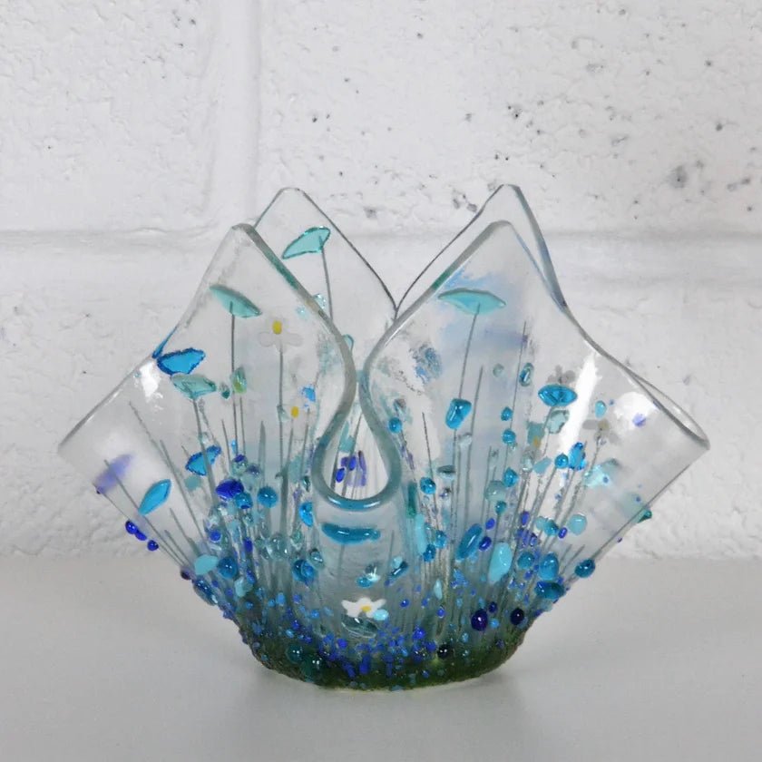 Handmade Glass Cornflower Tea-light Holder - Angela Reed -