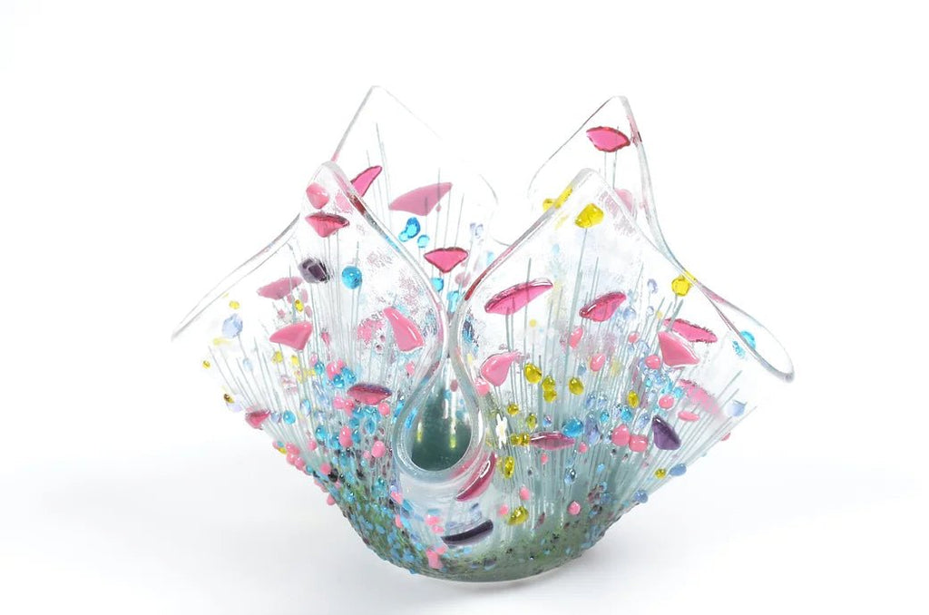 Handmade Glass Wildflower Tea-light Holder - Angela Reed -