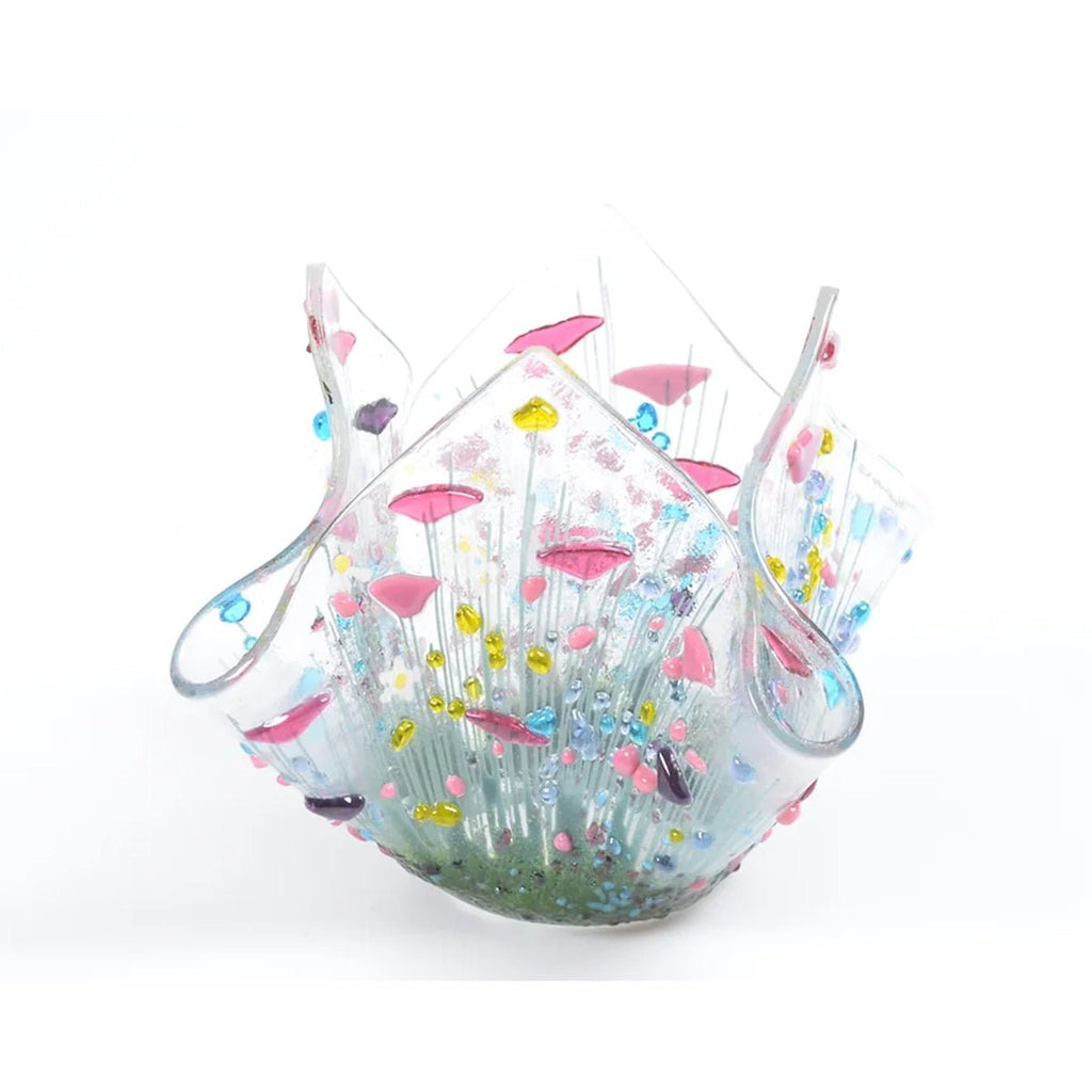 Handmade Glass Wildflower Tea-light Holder - Angela Reed -