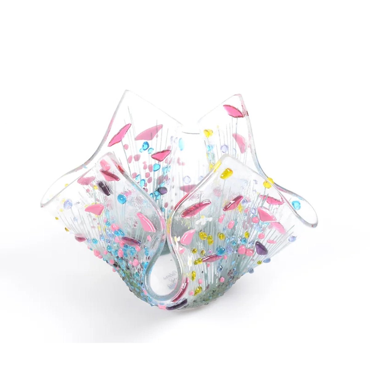 Handmade Glass Wildflower Tea-light Holder