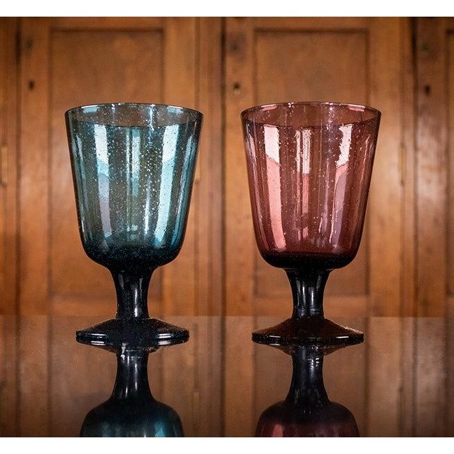 Handmade Wine Glass, Mineral Blue