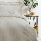 Hebden Mélange Stripe Duvet Cover Set, Natural Super King (6'),Double (4'6"),Kingsize (5'),Single (3')