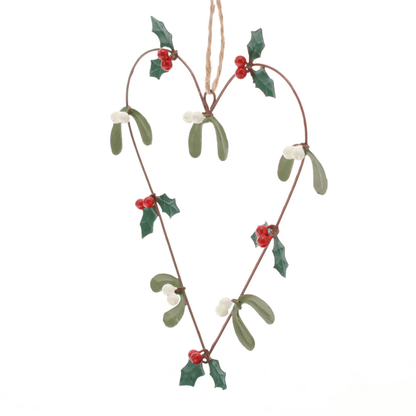 Holly & Mistletoe Heart - Angela Reed - Christmas Decorations