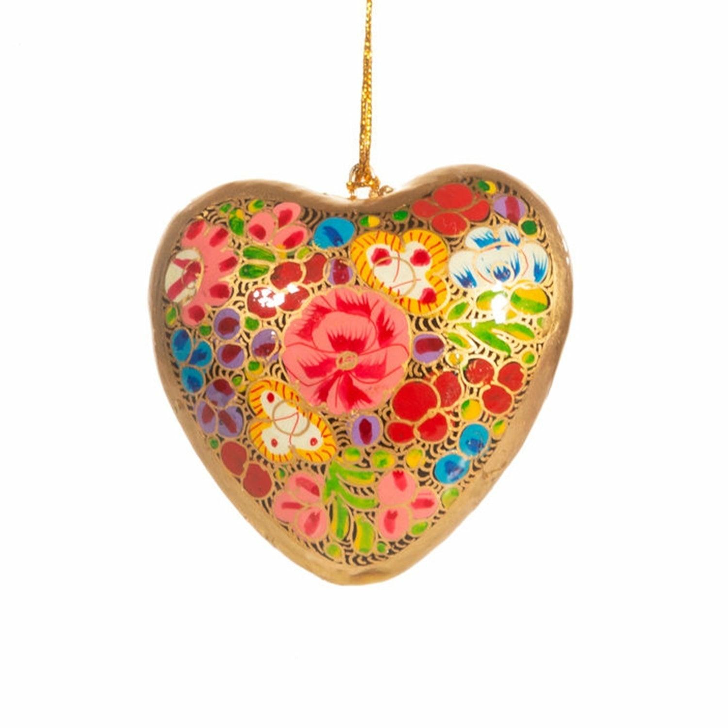 Kashmiri Floral Heart Bauble