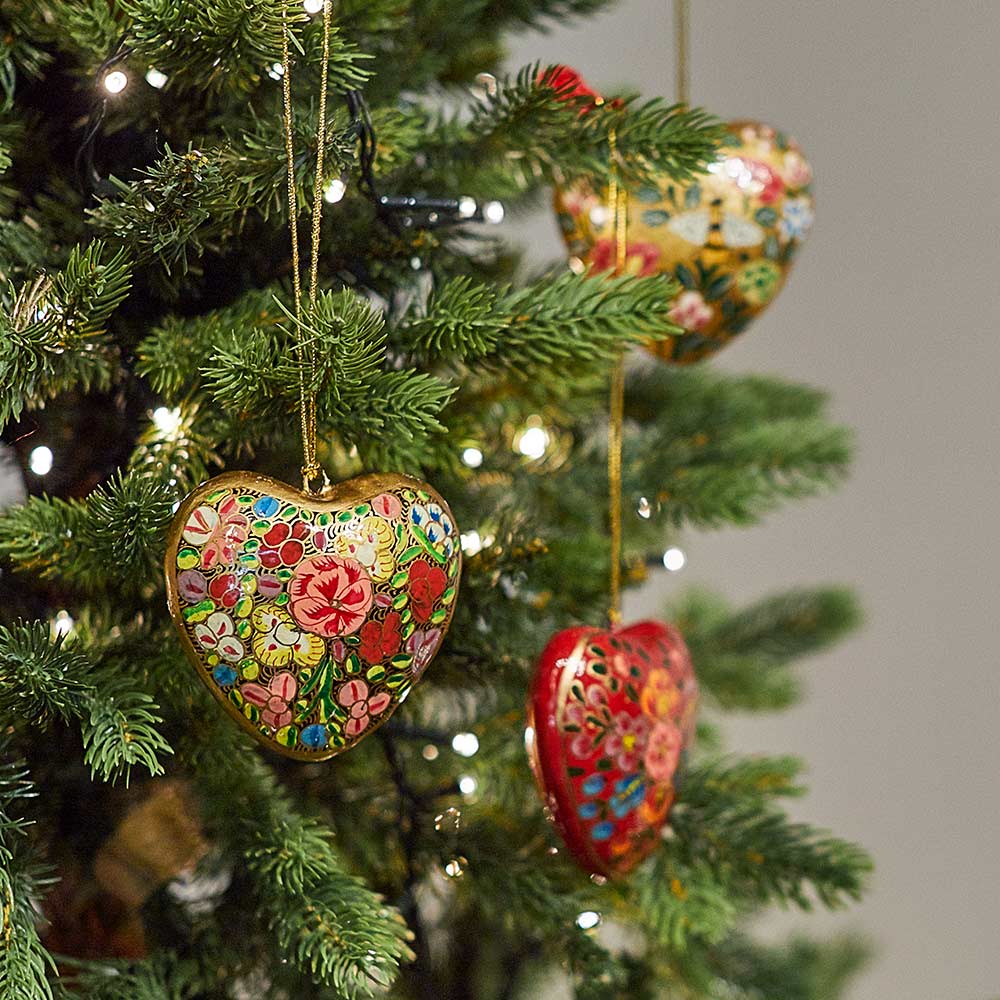 Kashmiri Floral Heart Bauble