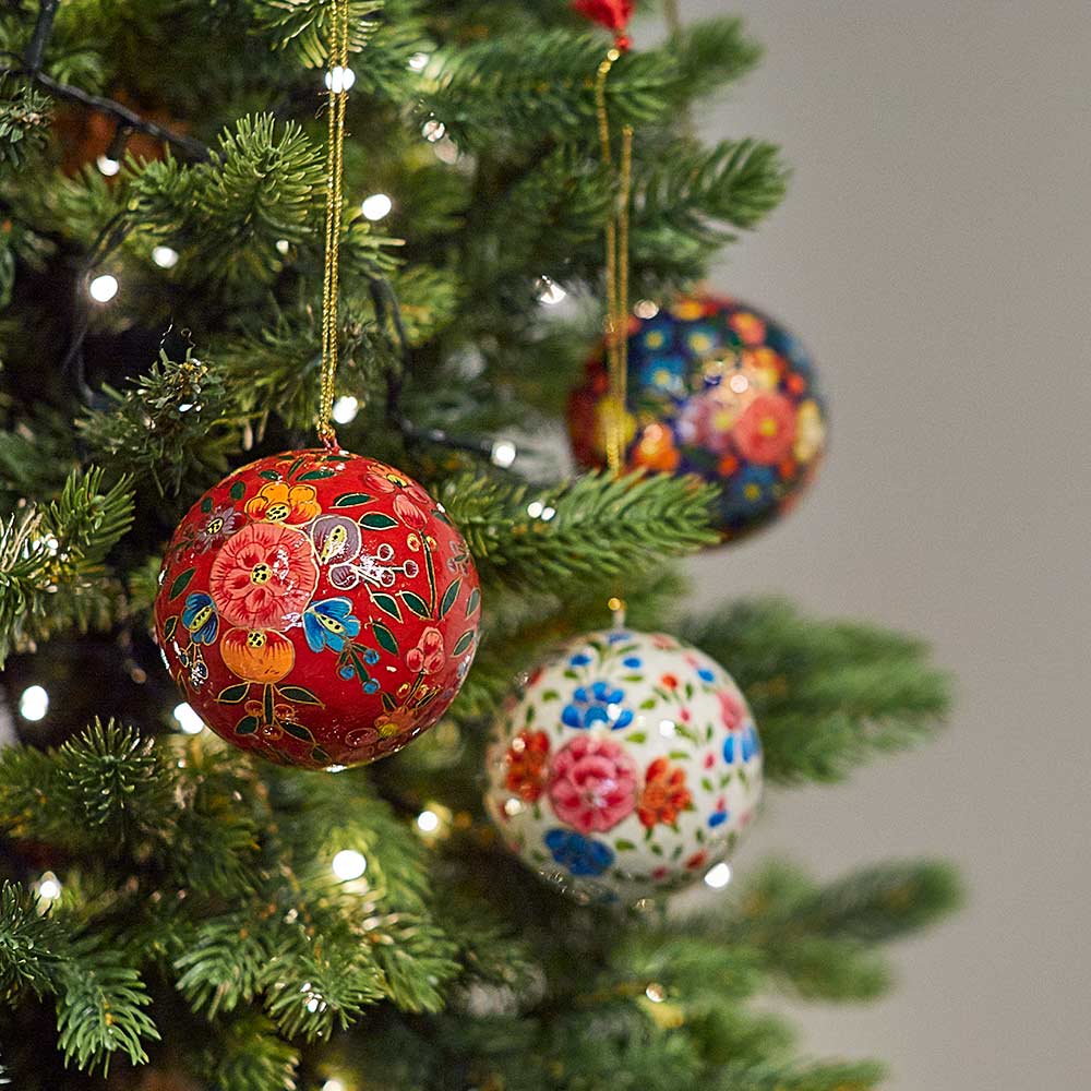 Kashmiri Paper Mache Floral Bauble