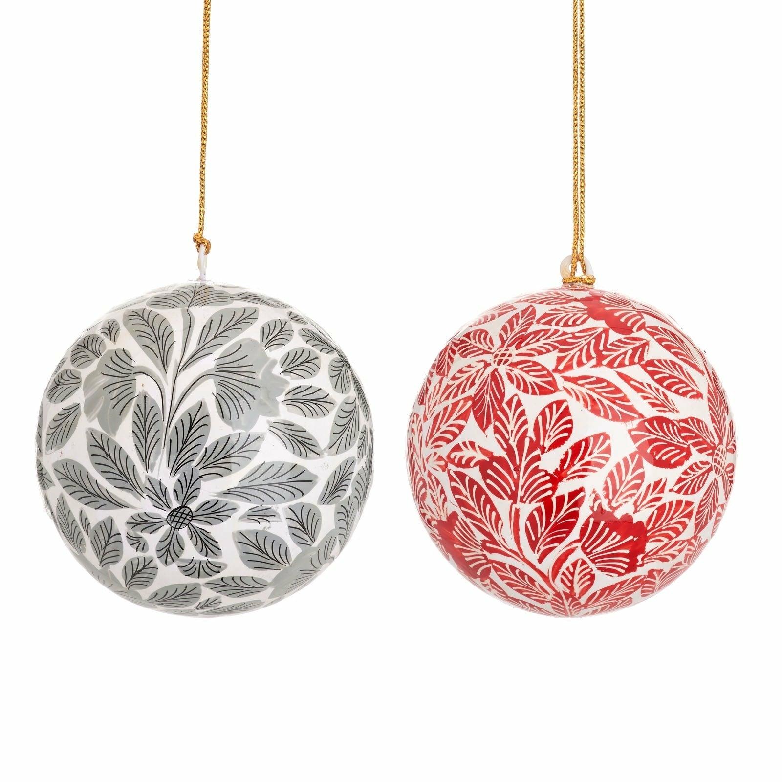 Kashmiri Paper Mache Leaf Bauble, Assorted