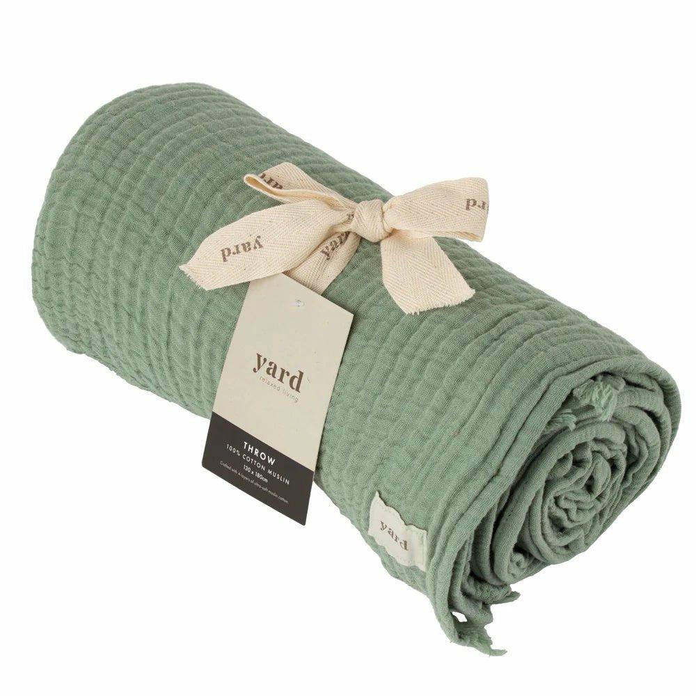 Large Lark Crinkle Cotton Throw, Eucalyptus