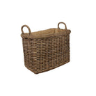 Large Lined Rectangular Log Basket with Handles