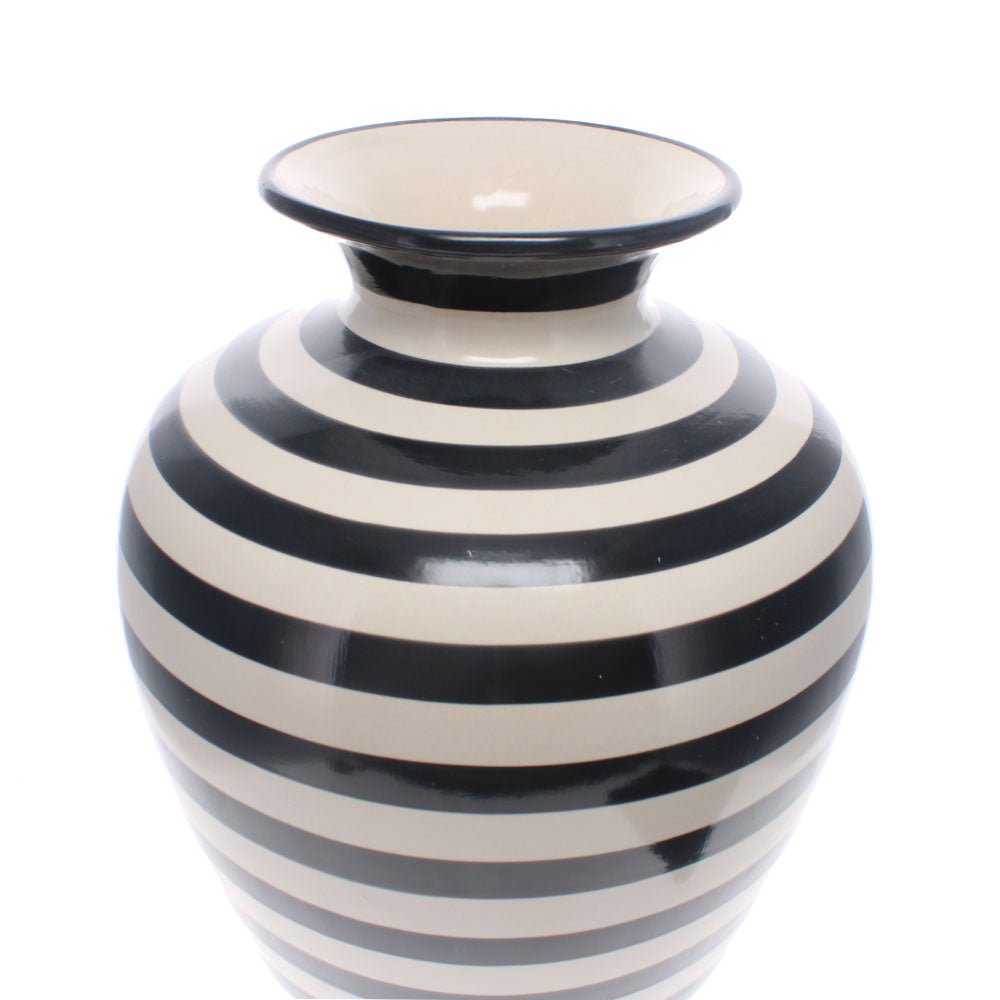 Large Monochrome Stripe Ceramic Vase - Angela Reed -