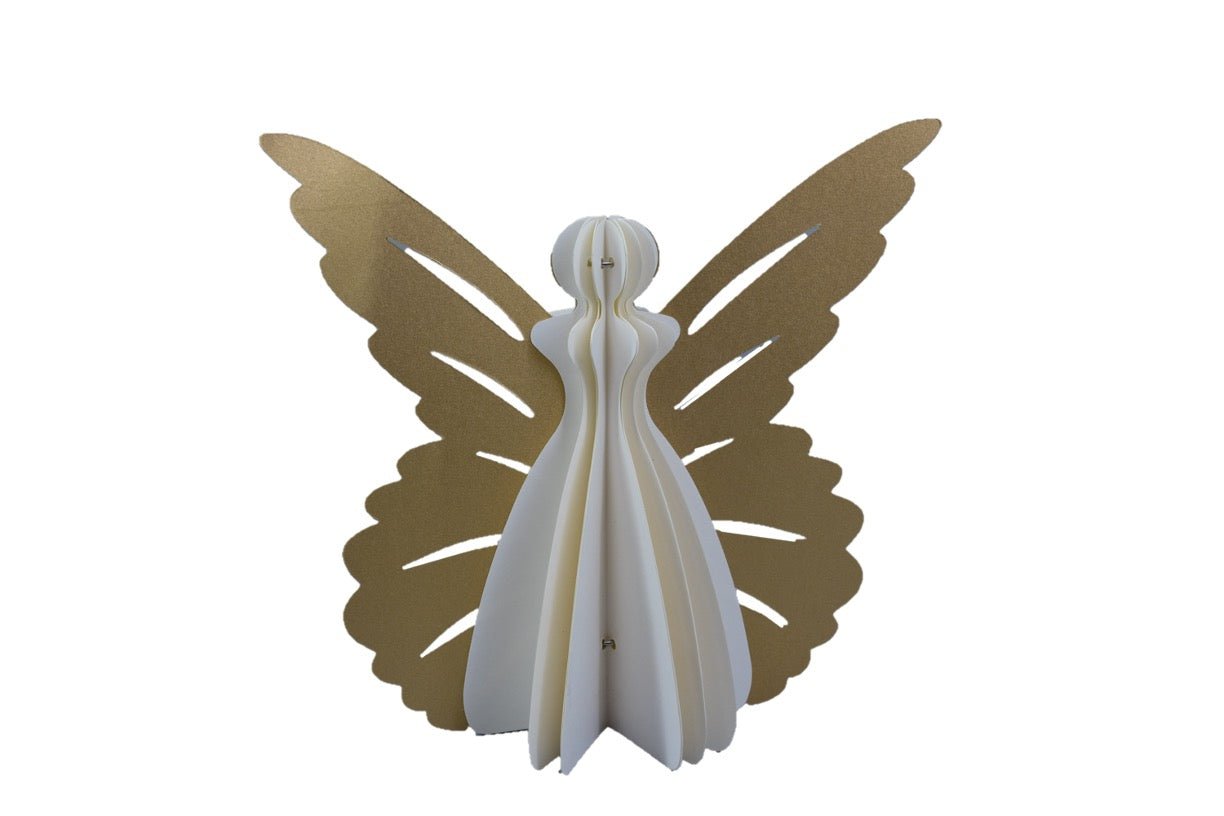 Large Paper Angel Decoration, White and Gold