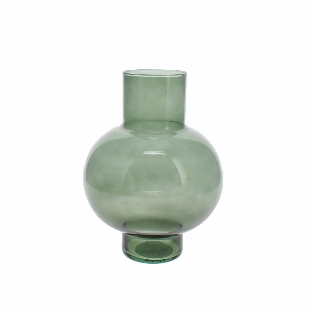 Large Vintage Style Round Glass Vase, Olive