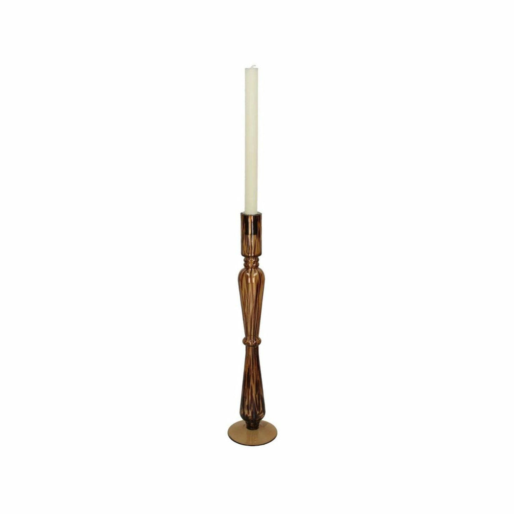 Leopard Glass Candlestick, Large