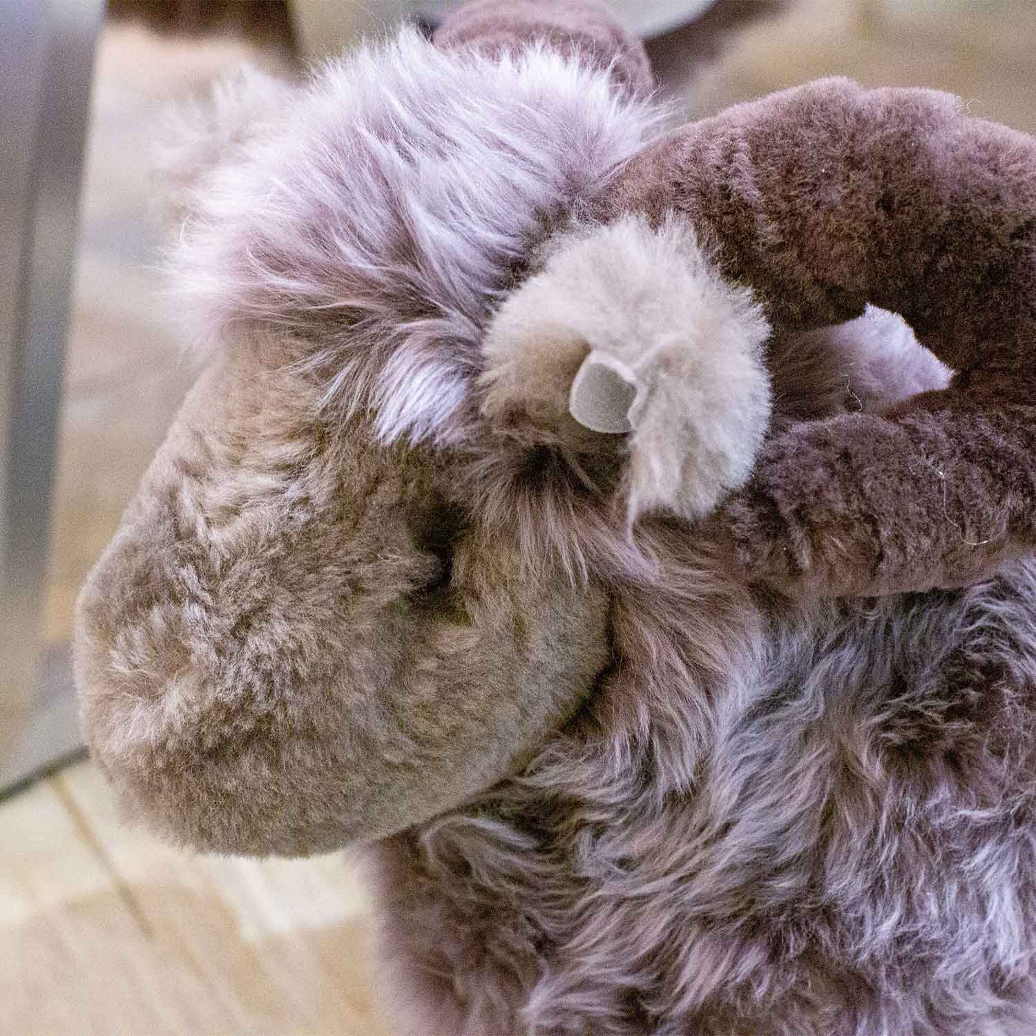 Long Wool Sheepskin Stool, Mink