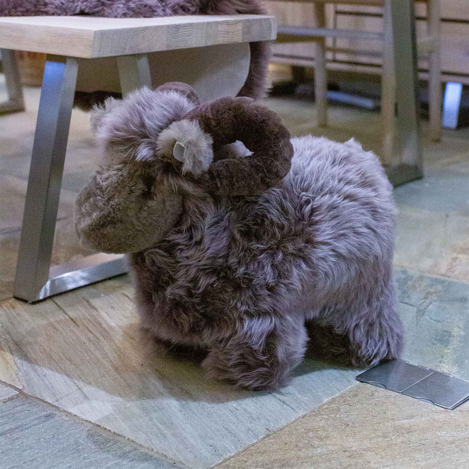 Long Wool Sheepskin Stool, Mink