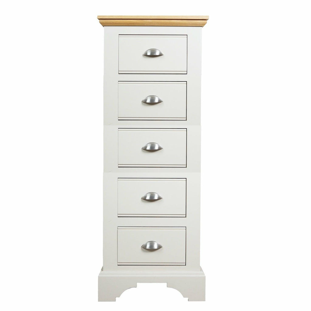 Ludlow 5 Drawer Narrow Chest Painted Top / Ivory,Oak Top / Ivory,Painted Top / Truffle,Painted Top / Dior Grey,Painted Top / Limestone,Oak Top / Truffle,Oak Top / Limestone,Oak Top / Dior Grey