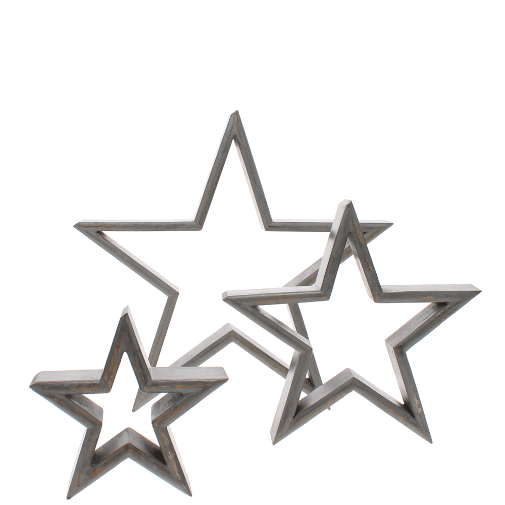 Mantelpiece Star, Grey, Set of 3