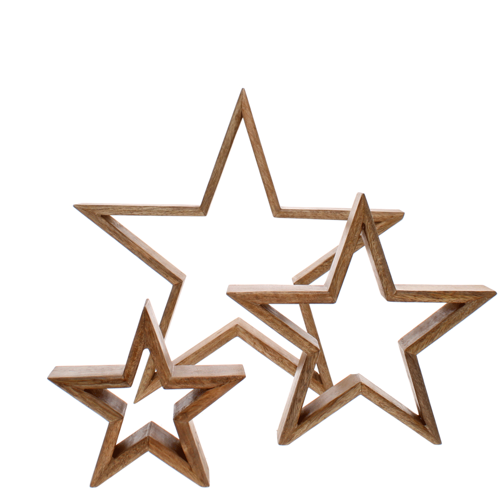 Mantlepiece Star, Natural, Set of 3 - Angela Reed - Christmas Decorations