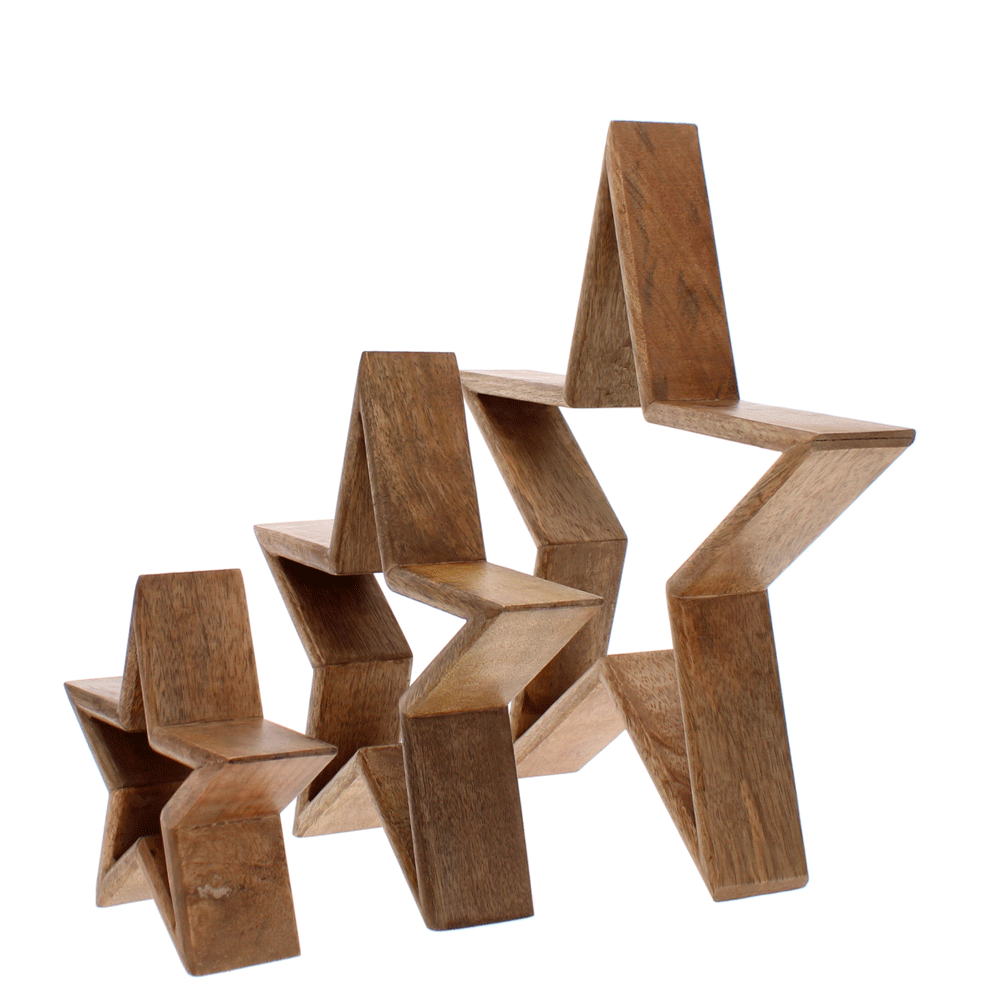 Mantlepiece Star, Natural, Set of 3 - Angela Reed - Christmas Decorations