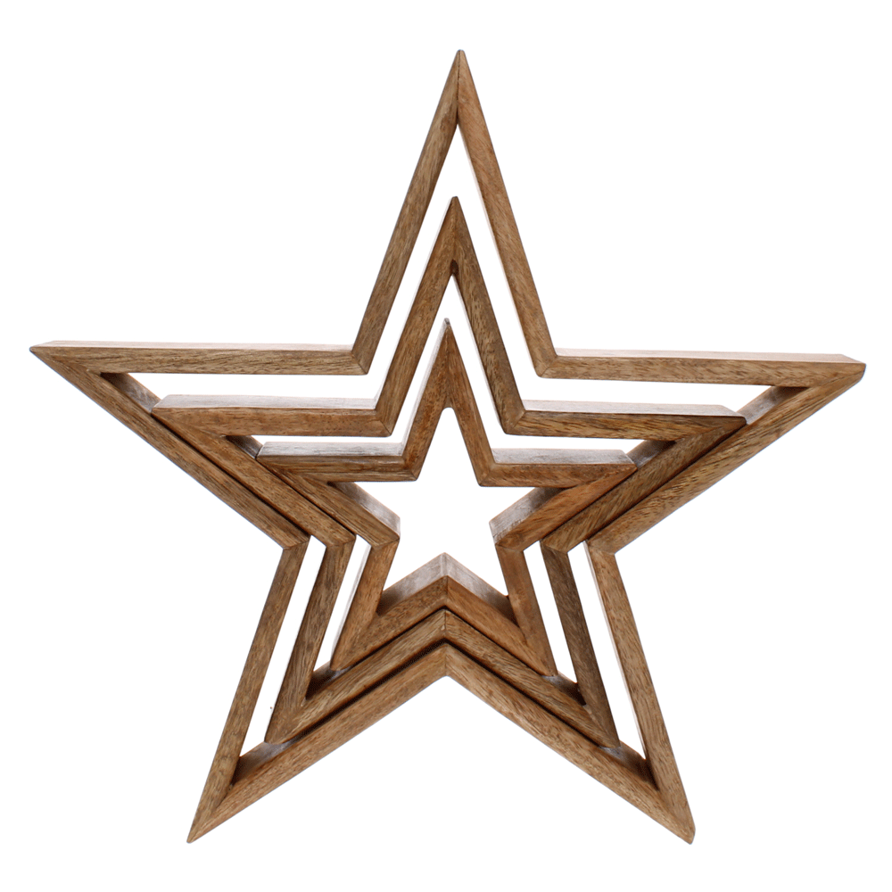 Mantlepiece Star, Natural, Set of 3 - Angela Reed - Christmas Decorations