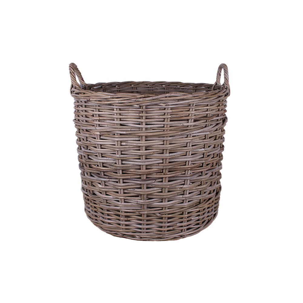 Medium Round Log Basket with Handles - Angela Reed -