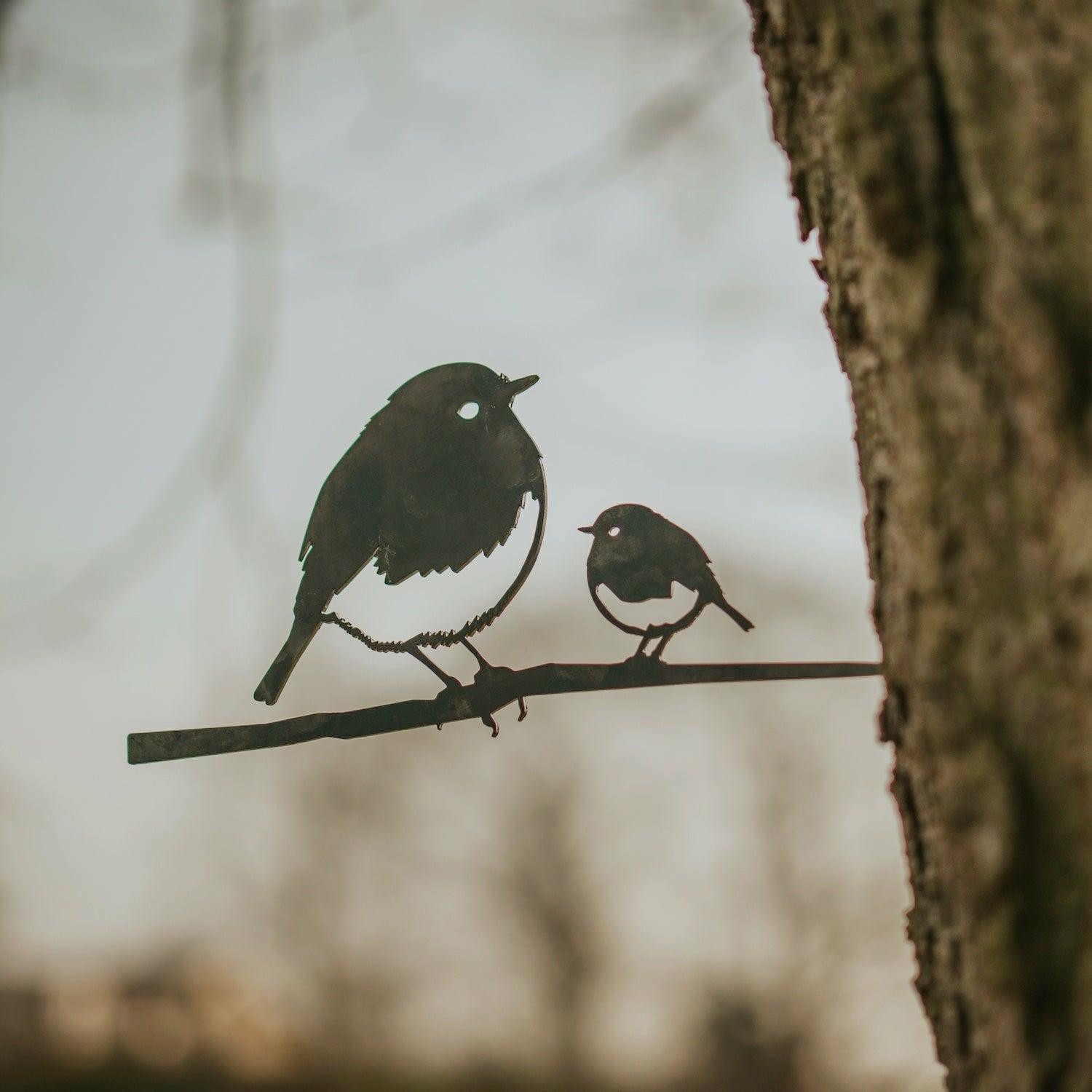 Metal Bird, Robin with Chick