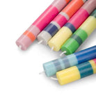 Mixed Wide Striped Set of Eco Dinner Candles, 6 per pack