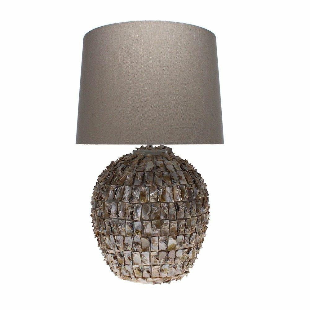 Mother of Pearl Effect Lamp with Linen Shade